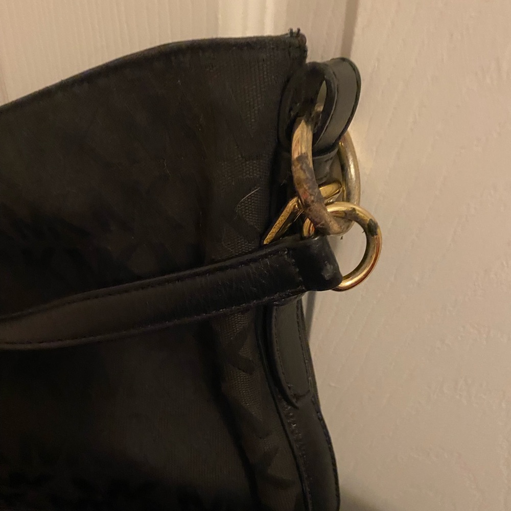 2 Authentic Michael Kors Black handbag with Gold Accents with free pink MK watch - Picture 3 of 9